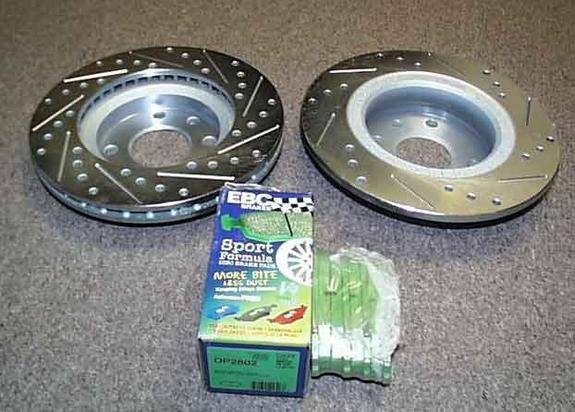 geo storm cross drilled/slotted rotors and EBC Green stuff brake pads