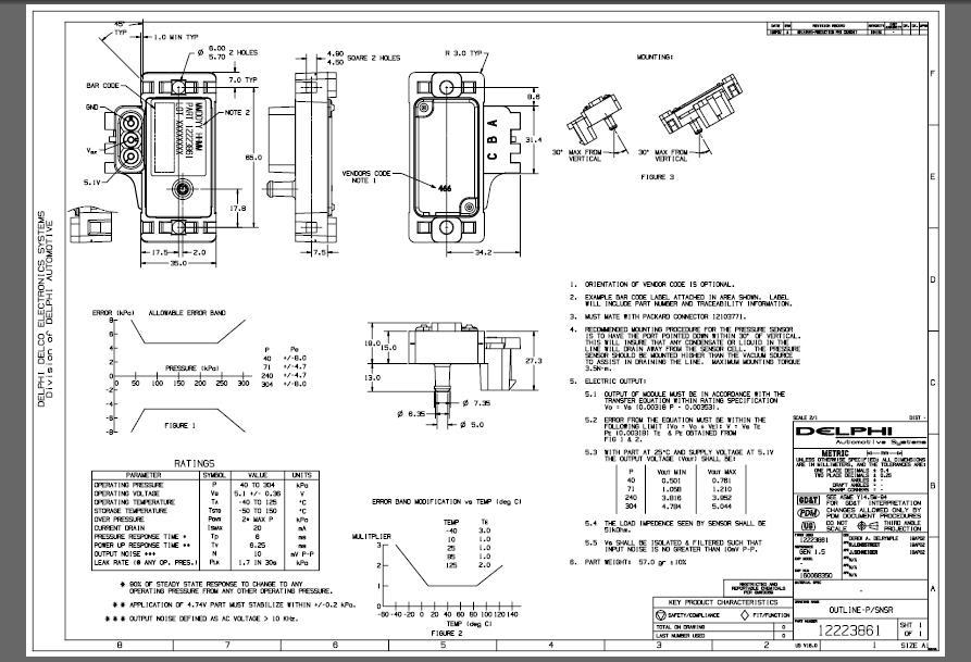 Details about  / For 1991 GMC V3500 Barometric Pressure Sensor Connector SMP 72316BW